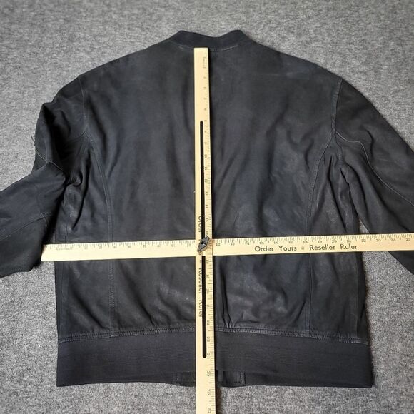 John Varvatos Collection Easy-Fit Men's Jacket Size L Black Goatskin Zip Bomber - Picture 11 of 16